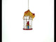 Cat on Parrot Bird Cage Glass Christmas Ornament