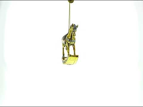 Goldene Schaukelpferd-Weihnachtsbaumkugel aus Glas