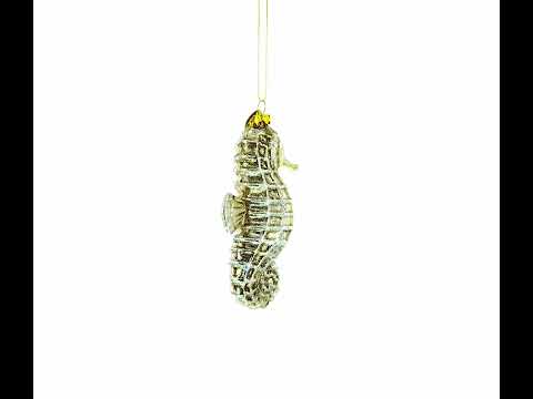 Silver Seahorse Glass Christmas Ornament