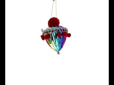 Adorno navideño de vidrio soplado con forma de globo de carnaval vibrante