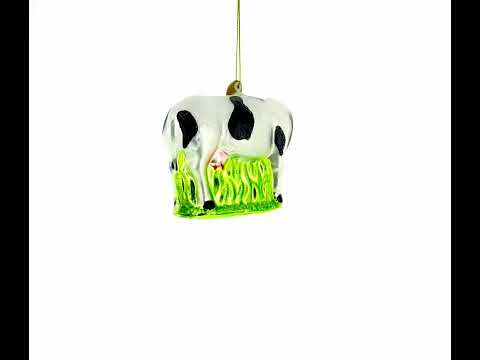 Cow with Calf Glass Christmas Ornament