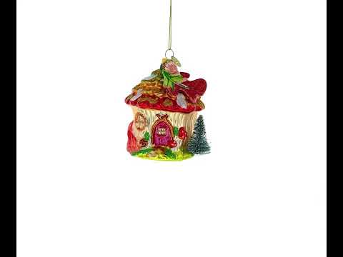 Fairy House Nestled in a Woodland Glade Glass Christmas Ornament