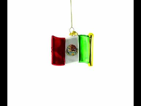 Waving Flag of Mexico Glass Christmas Ornament