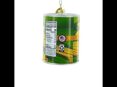 Golden Kernel Sweet Corn Can Glass Christmas Ornament