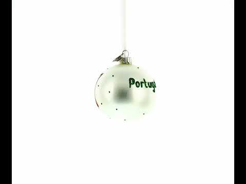 Adorno navideño de bola de cristal con la bandera de Portugal, 3,25 pulgadas