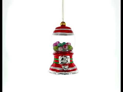 Weihnachtsschmuck aus Glas in Form eines Kaugummiautomaten