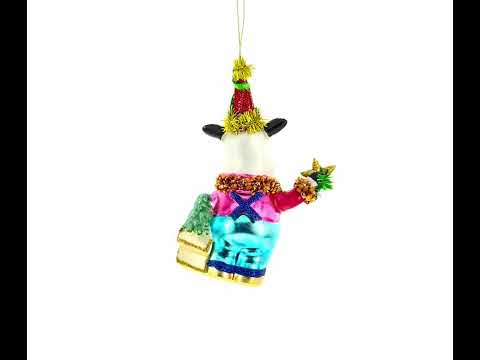 Kuh reitet auf einem Stern – Glas-Weihnachtsornament