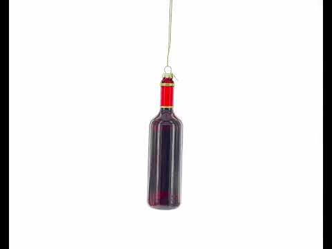 Santa’s Red Wine Bottle Blown Glass Christmas Ornament