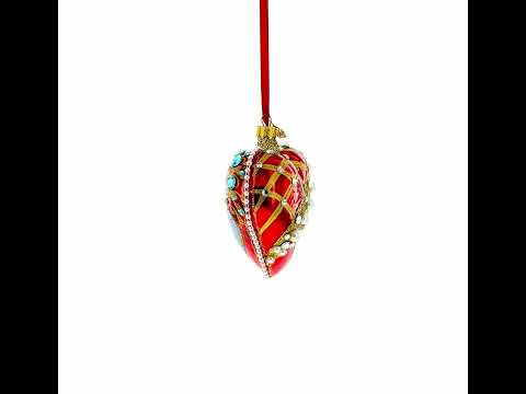 Royal Romance Pearl Jewels Glass Heart Ornament