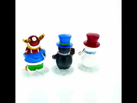 Juego de 3 colgadores para calcetines navideños: muñeco de nieve, pingüino y reno. Decoración navideña para repisa.