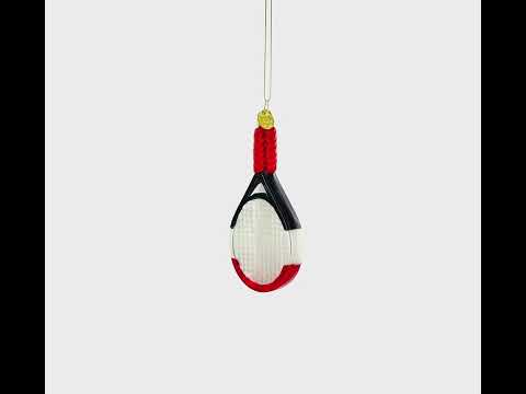 Tennis Racket Glass Christmas Ornament