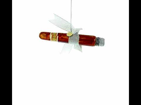 Premium Cigar with Box Glass Christmas Ornament