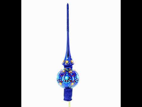 Adorno para árbol de Navidad de cristal azul brillante con detalles festivos