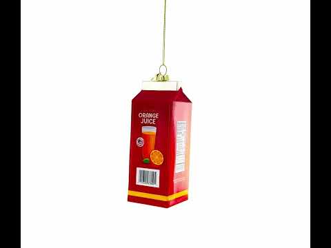 Adorno navideño de cristal con forma de cartón de jugo de naranja