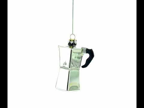 Adorno navideño de cristal para amantes del café con cafetera expreso