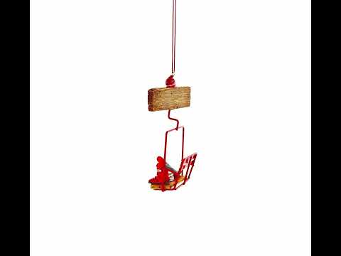 Das Leben ist schöner auf der Piste – Skilift mit Skiern – Weihnachtsbaumschmuck aus Kunstharz