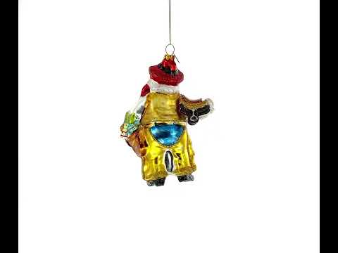 Wild West Santa Glass Christmas Ornament