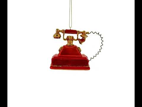 Retro Telephone Glass Christmas Ornament