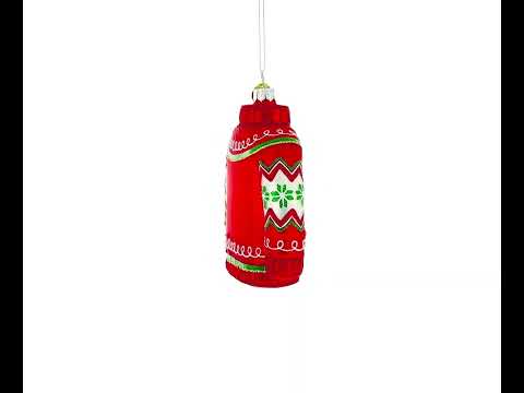Holiday Knit Sweater with Snowflake Pattern Glass Christmas Ornament