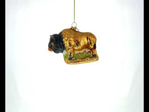 Bison Glass Christmas Ornament