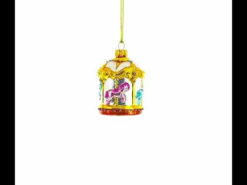 Golden Carousel Glass Christmas Ornament