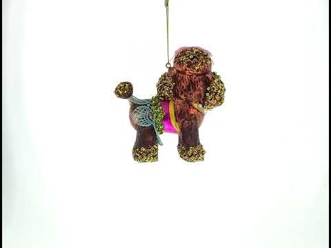 Poodle Glass Christmas Ornament