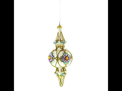 Pearl White Baroque Double-Ended Finial Drop Glass Christmas Ornament