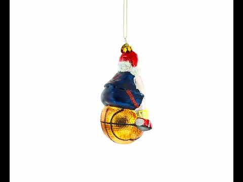 Santa Basketball Player Glass Christmas Ornament