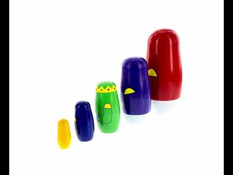 Set of 5 Nutcrackers Wooden Nesting Dolls 5.5 Inches