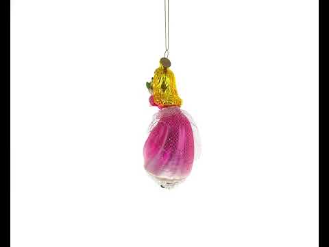 Princess Kissing Frog Prince Glass Christmas Ornament