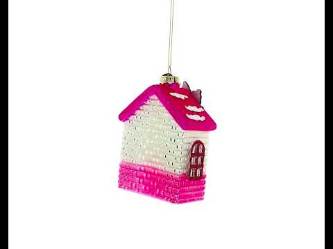 Ice Cream Shop with Polar Bear Blown Glass Christmas Ornament
