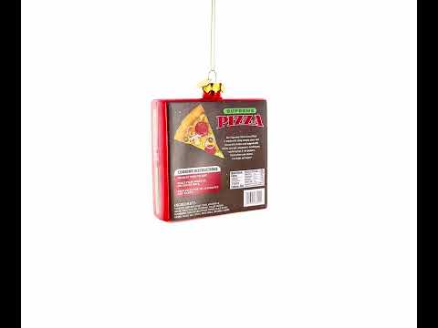 Weihnachtsschmuck aus Glas, gefertigt aus einer Supreme Pizza-Box