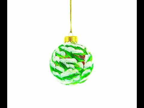 Songbirds in Winter Scene Glass Ball Christmas Ornament 4 Inches