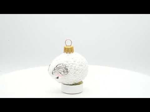 Woolly Ram with Curly Fleece Mini Glass Christmas Ornament