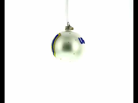 Adorno navideño de bola de cristal soplado con el escudo de armas de Ucrania, 3,25 pulgadas