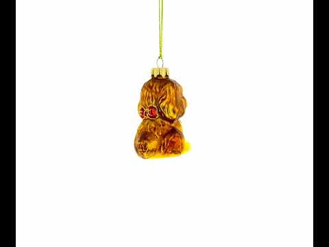 Puppy with Heart on Collar Glass Christmas Ornament