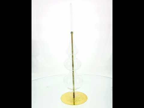 Double Ball Clear Mouth Blown Glass Christmas Tree Topper 12.5 Inches
