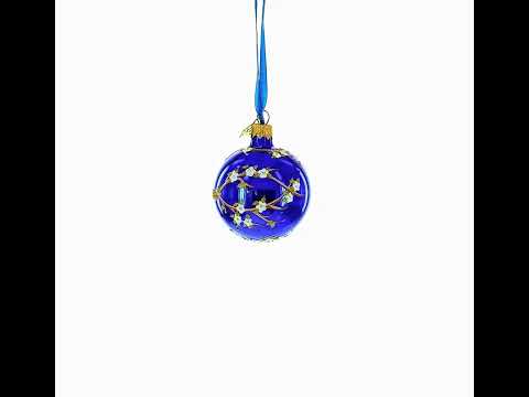 1901 Kelch Apple Blossom Royal Glass Ball Christmas Ornament 2.4 Inches