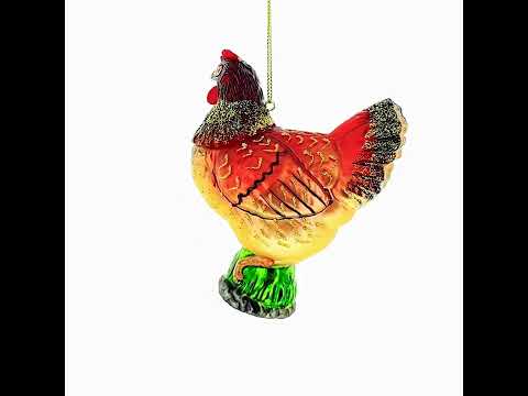 Adorno navideño de cristal con forma de pollo de granja