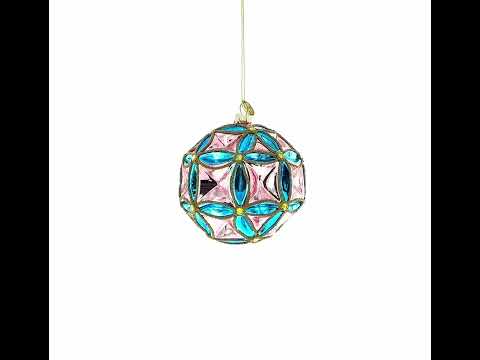 Adorno navideño de vidrio geométrico vibrante con diseño facetado