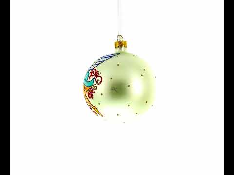 Adorno navideño de bola de cristal de Cupido con lazo y corazón de 4 pulgadas