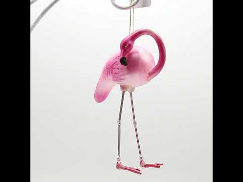 Pink Flamingo Glass Christmas Ornament