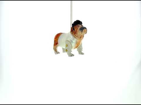 Elvis-inspirierter Rock 'n' Roll Bulldog-Weihnachtsschmuck aus Glas