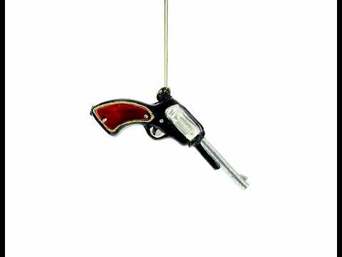 Revolver-Handfeuerwaffe als Weihnachtsschmuck aus Glas