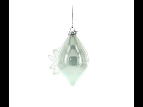 Frosted Petal Drop Glass Christmas Ornament