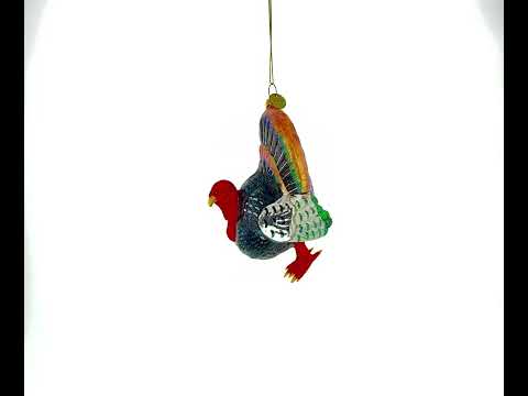 Gobbler Turkey Glass Christmas Ornament