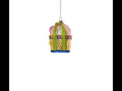 Beach Season Bag Glass Christmas Ornament