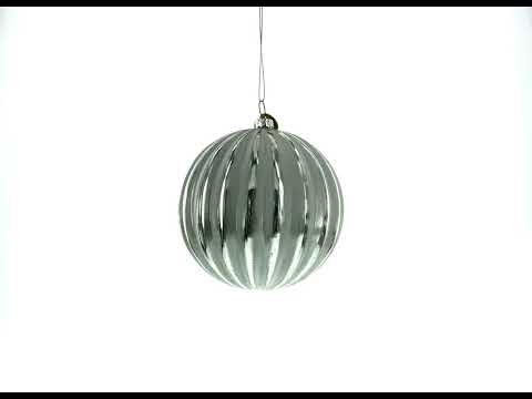 Adorno navideño de cristal acanalado plateado brillante