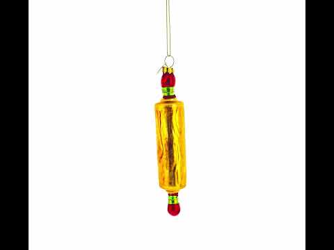 Kitchen Rolling Pin Glass Christmas Ornament