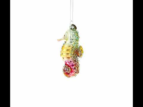 Adorno navideño de cristal con forma de caballito de mar